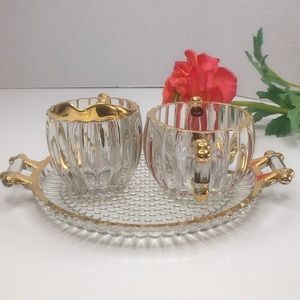 Vintage Cream & Sugar Serving Set Jeanette pattern